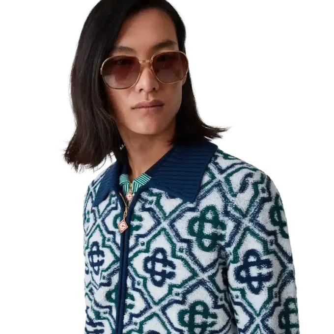 Pull zippé en maille Monogram Pull zippé en maille Monogram