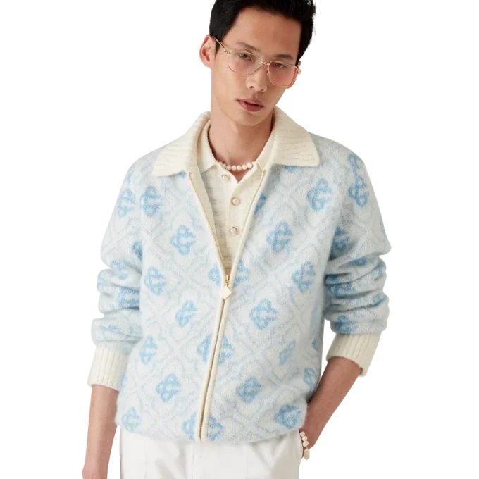 Pull zippé en mohair Monogram