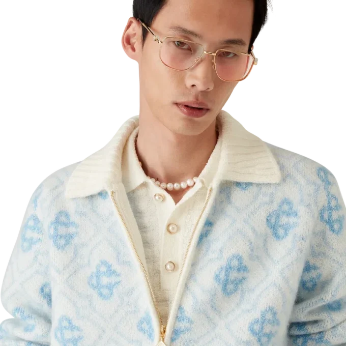 Pull zippé en mohair Monogram