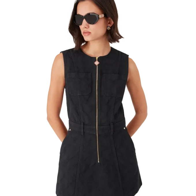 Robe en denim Monogram à fermeture éclair Robe en denim Monogram à fermeture éclair