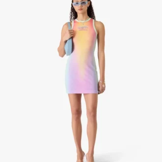 Robe longue sans manches à imprimé dégradé de verre