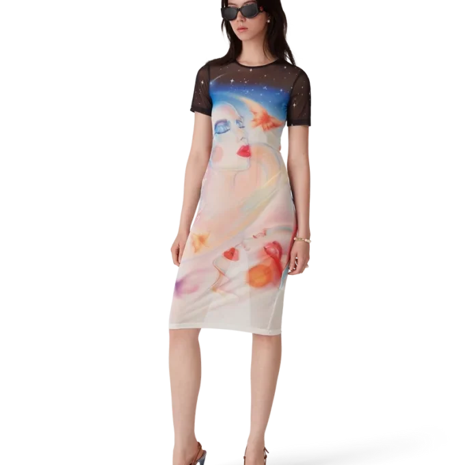 Robe à manches courtes en maille Galactic Connection Robe à manches courtes en maille Galactic Connection