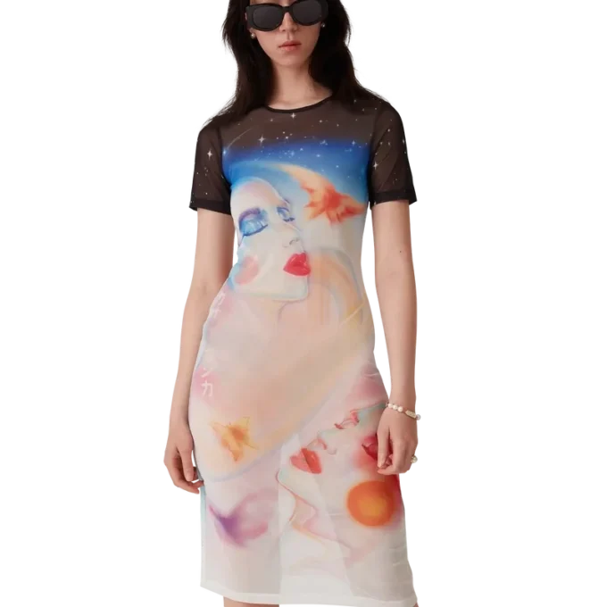 Robe à manches courtes en maille Galactic Connection Robe à manches courtes en maille Galactic Connection