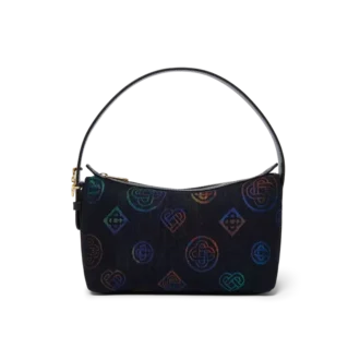Sac en cuir bleu avec logo