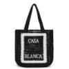 Sac fourre-tout en raphia noir Sac fourre-tout en raphia noir