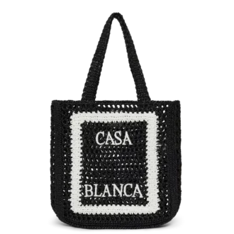 Sac fourre-tout en raphia noir