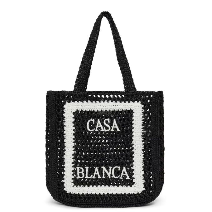 Sac fourre-tout en raphia noir Sac fourre-tout en raphia noir