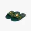 Sandales en tissu éponge brodé vert pour femme