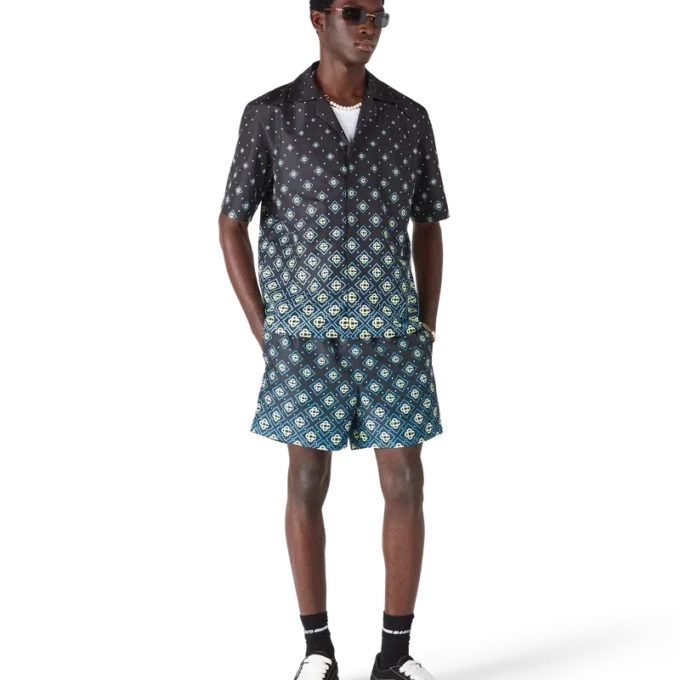 Short de bain noir dégradé à imprimé Monogram Short de bain noir dégradé à imprimé Monogram