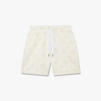 Short de survêtement blanc cassé avec monogramme appliqué