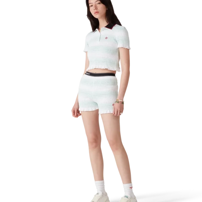 Short froncé à rayures