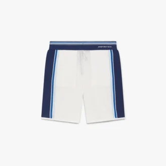 Shorts de sport en maille rayé blanc et bleu