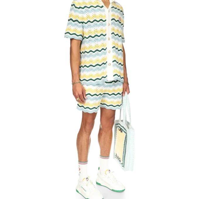 Shorts en bouclé ondulé Shorts en bouclé ondulé