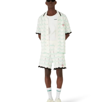 Shorts en coton crocheté Gradient Wave