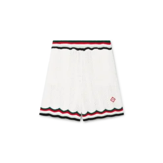Shorts en coton crocheté à motif chevrons Shorts en coton crocheté à motif chevrons