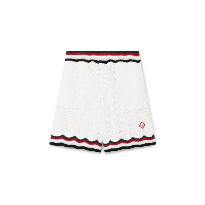 Shorts en coton crocheté à motif chevrons