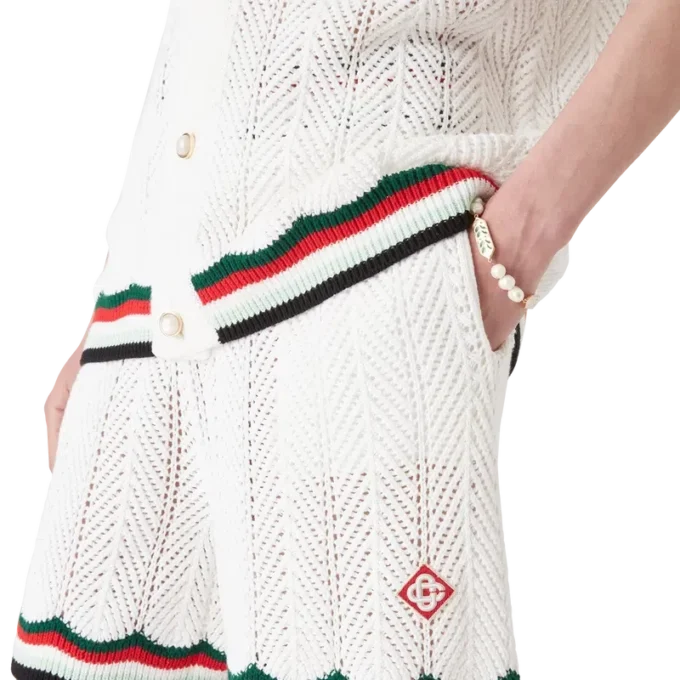 Shorts en coton crocheté à motif chevrons