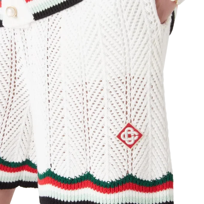 Shorts en coton crocheté à motif chevrons