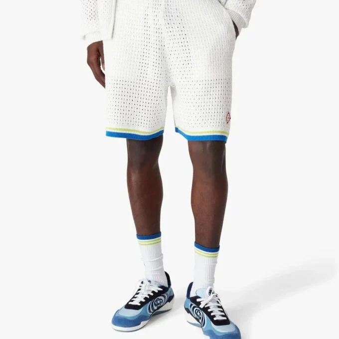 Shorts en crochet blanc et bleu