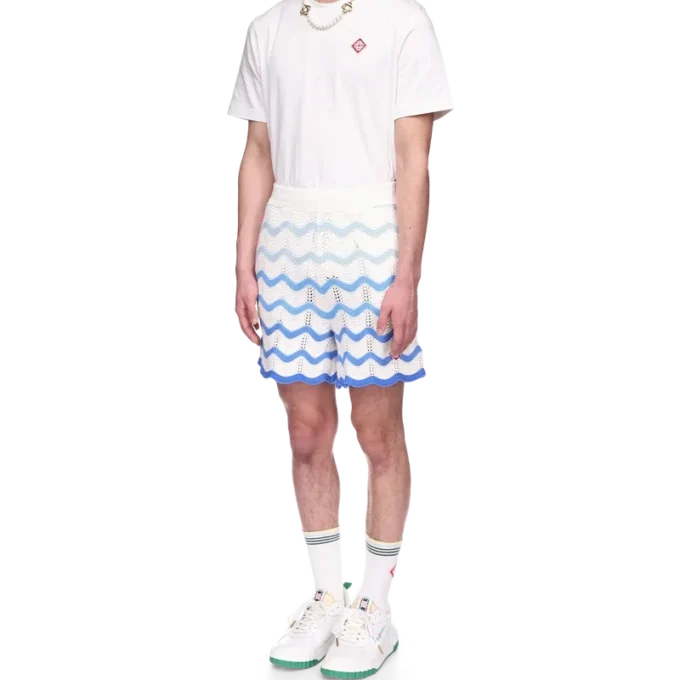 Shorts en crochet à dégradé ondulé Shorts en crochet à dégradé ondulé