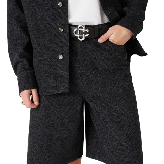 Shorts en denim Monogram au motif laser