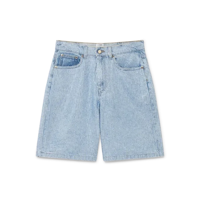 Shorts en denim orné de cristaux Shorts en denim orné de cristaux