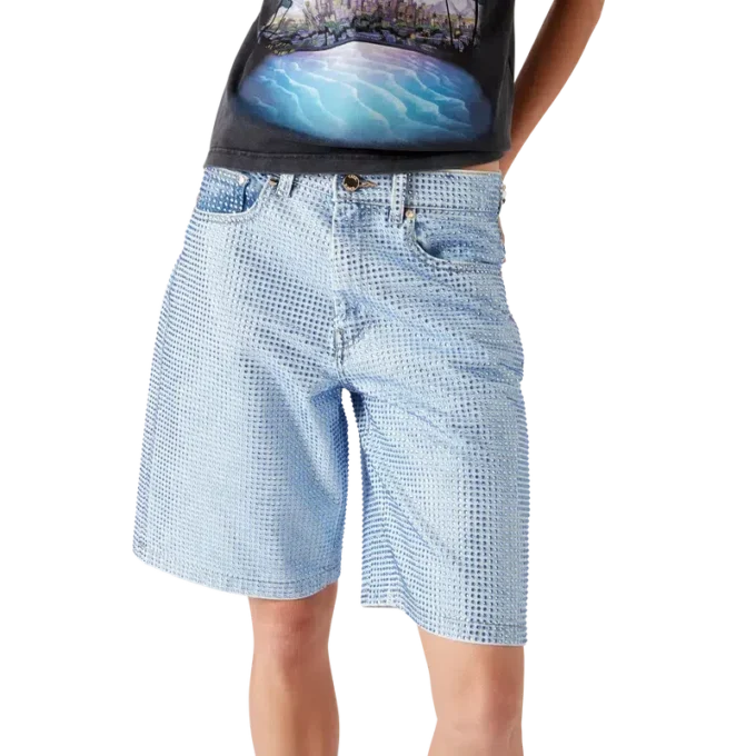 Shorts en denim orné de cristaux Shorts en denim orné de cristaux