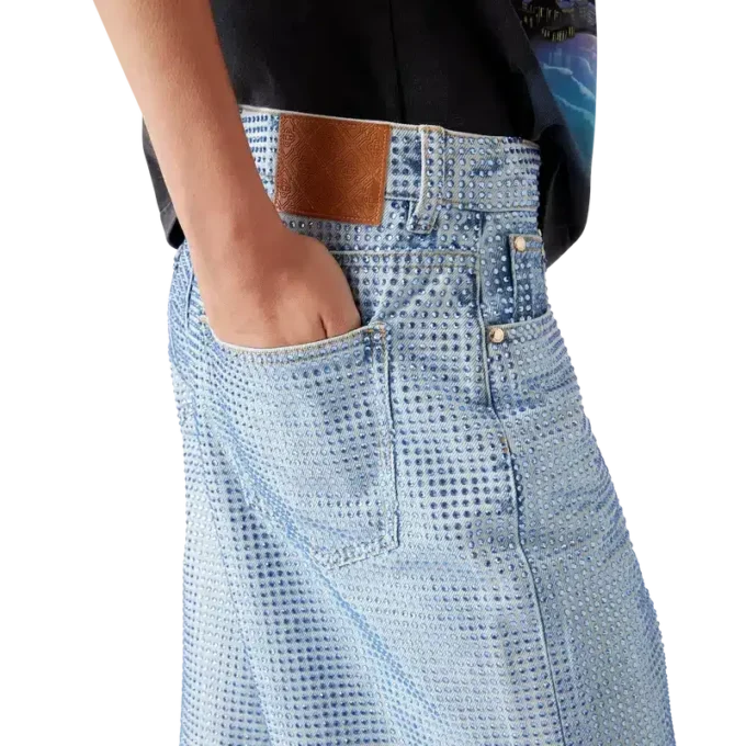 Shorts en denim orné de cristaux Shorts en denim orné de cristaux