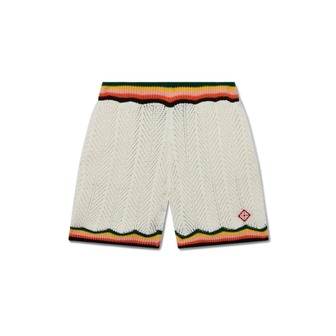 Shorts en dentelle à chevrons