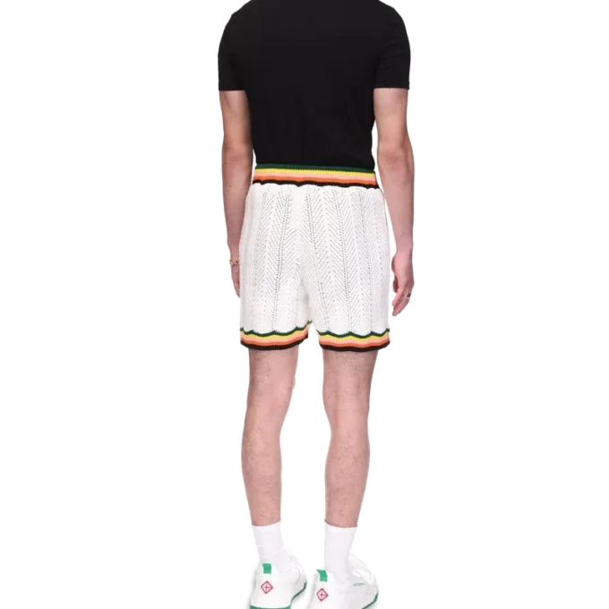 Shorts en dentelle à chevrons