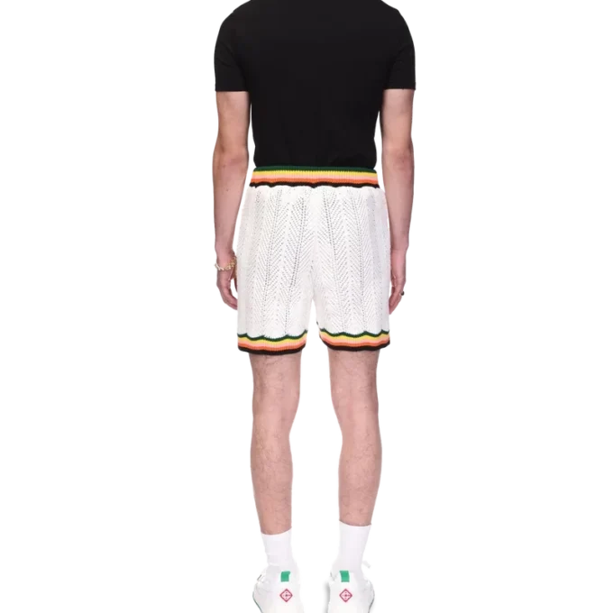 Shorts en dentelle à chevrons