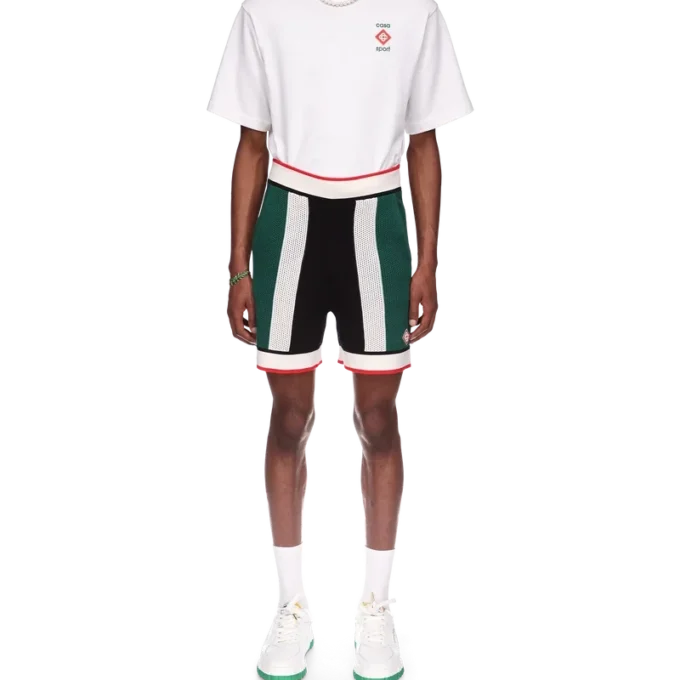 Shorts en maille rayée