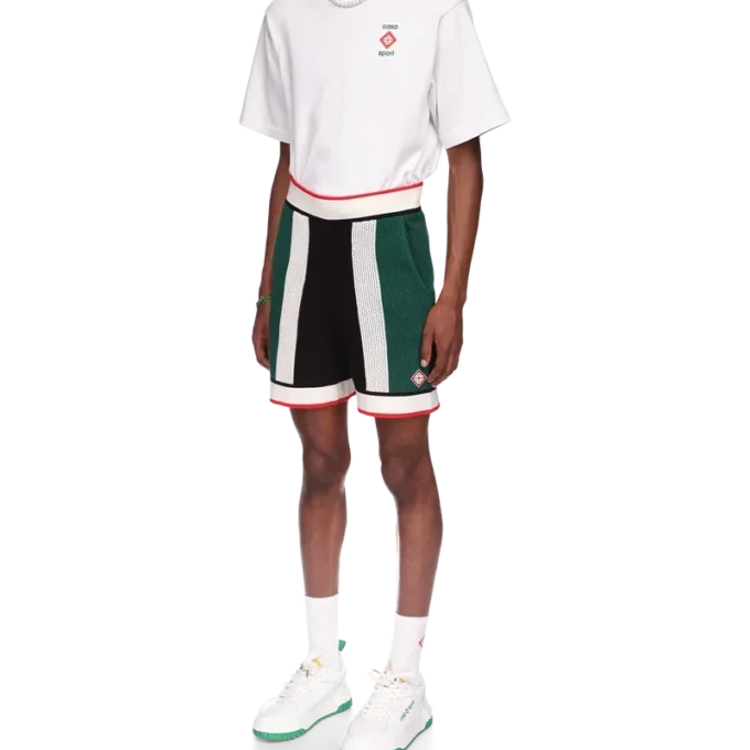 Shorts en maille rayée