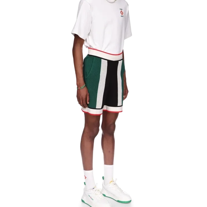 Shorts en maille rayée