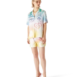 Shorts en soie avec logo en demi-teintes