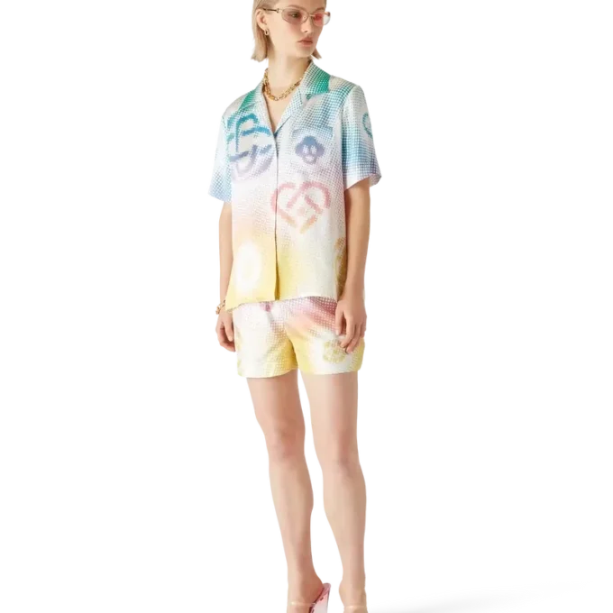 Shorts en soie avec logo en demi-teintes