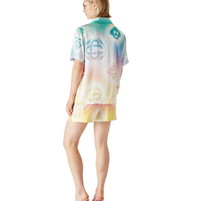 Shorts en soie avec logo en demi-teintes