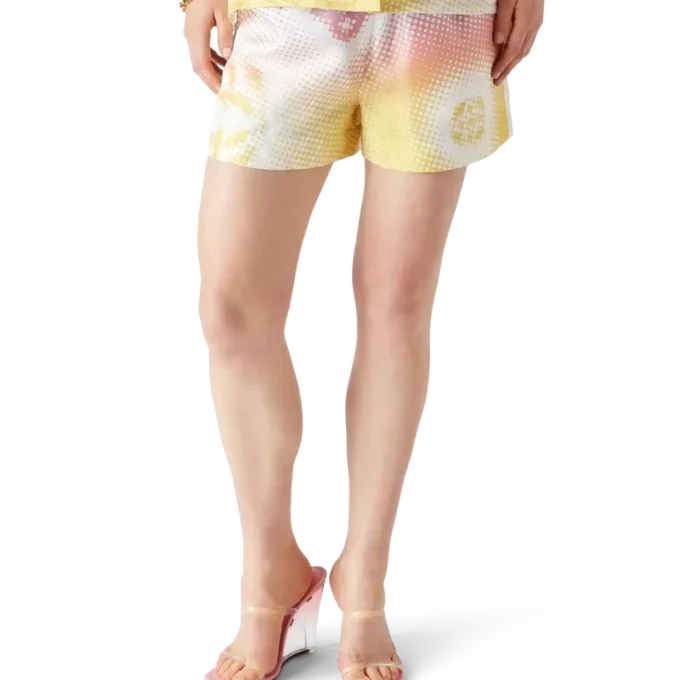 Shorts en soie avec logo en demi-teintes