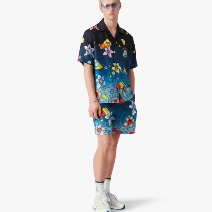Shorts en soie Collage D&rsquo;icones Graphiques