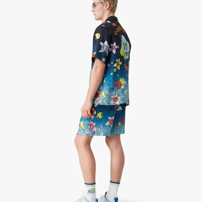 Shorts en soie Collage D&rsquo;icones Graphiques