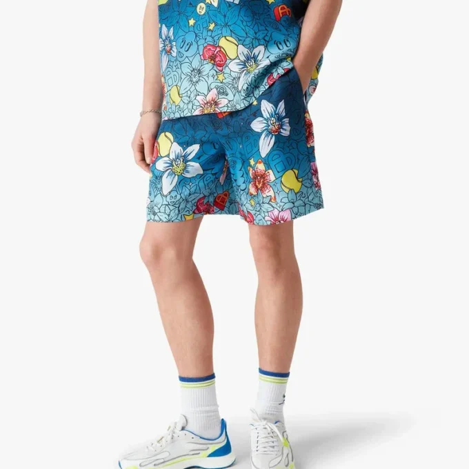 Shorts en soie Collage D&rsquo;icones Graphiques