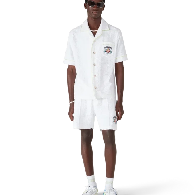 Shorts en tissu éponge blanc
