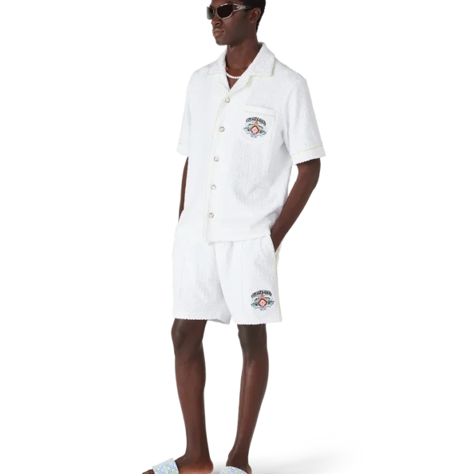 Shorts en tissu éponge blanc