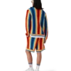 Shorts en tissu éponge à rayures dégradées Shorts en tissu éponge à rayures dégradées