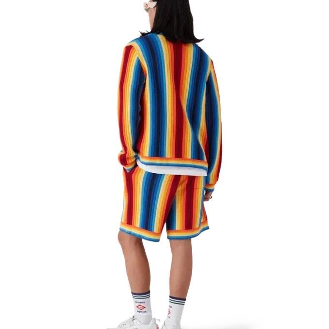 Shorts en tissu éponge à rayures dégradées Shorts en tissu éponge à rayures dégradées