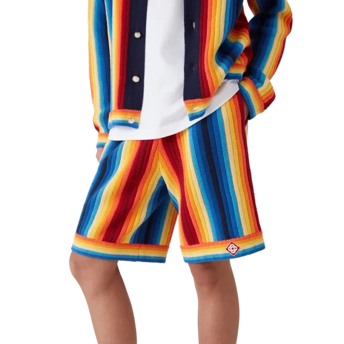 Shorts en tissu éponge à rayures dégradées Shorts en tissu éponge à rayures dégradées