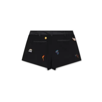 Shorts sur mesure en laine à motif brodé
