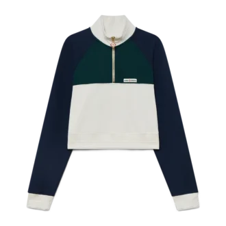 Sweat-shirt court à fermeture éclair quart de longueur et empiècements colorés
