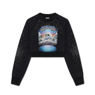 Sweat-shirt court orné de cristaux La Pramonition