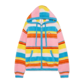 Sweat-shirt oversize à capuche en rayures duveteuses